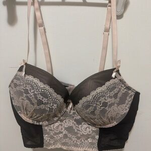 sophie b. Black and Blush Longline Lace Bra